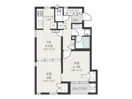 レスモア(2DK/1階)の間取り写真