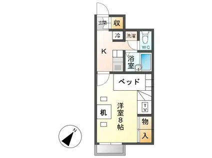 レオパレスウエスト TOWNI(1K/1階)の間取り写真