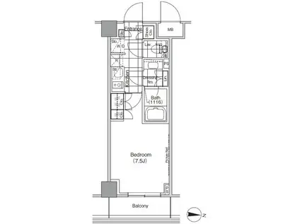 ザ・パークハビオ高円寺(1K/2階)の間取り写真