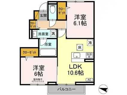 フレール(2LDK/1階)の間取り写真