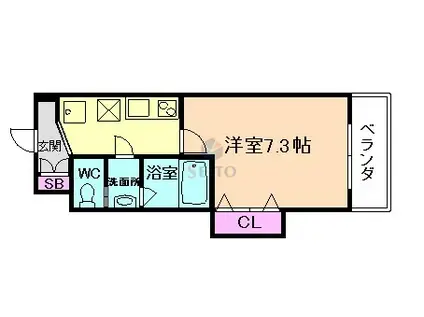 LUXE神崎川(1K/5階)の間取り写真