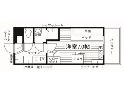学生会館 EXCEED香椎駅前(1K/3階)の間取り写真