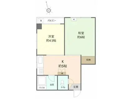 小川ハイツ(2K/5階)の間取り写真