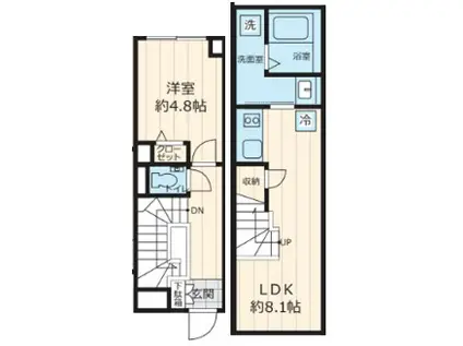 ザ・レジデンス駒沢大学(1LDK/1階)の間取り写真