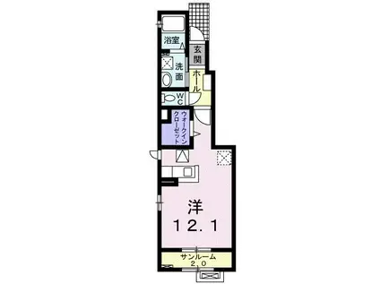 パストラーレ(ワンルーム/1階)の間取り写真