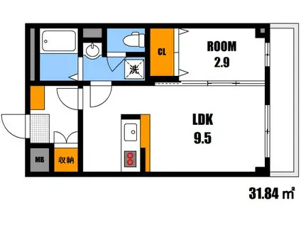 グランドゥール渡(1LDK/1階)の間取り写真