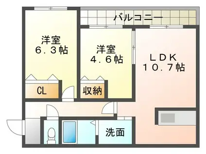 グランシャリオ(2LDK/3階)の間取り写真