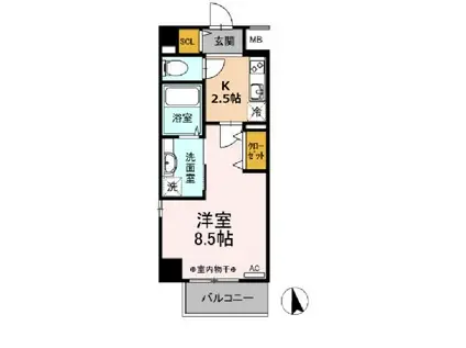 アザレア(1K/3階)の間取り写真