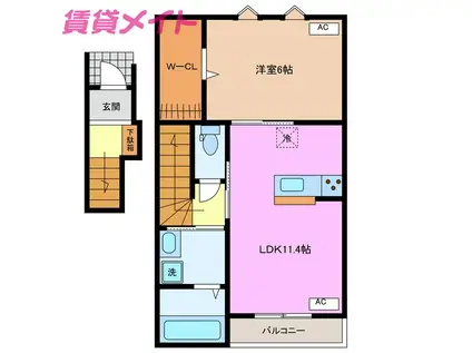 S・COURT(1LDK/2階)の間取り写真