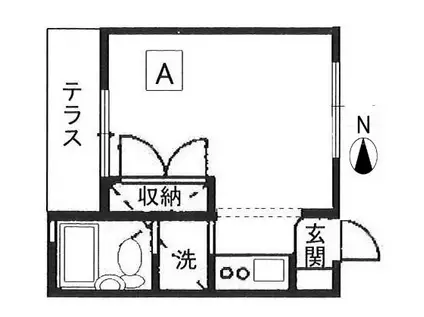 グリーンゲーブルス(ワンルーム/1階)の間取り写真