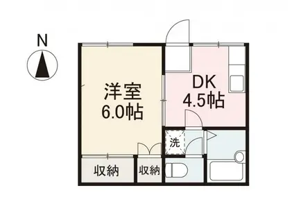 高芝ハイツ藤塚(1DK/2階)の間取り写真