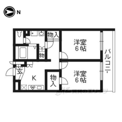 レオパレスプリオール東山Ⅱ(2K/1階)の間取り写真