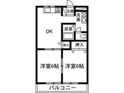 クレール(2DK/2階)の間取り写真