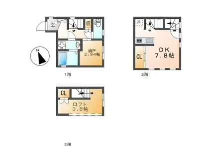 DUPLEX(1DK/1階)の間取り写真