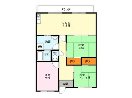 ヴィラ村崎(3LDK/3階)の間取り写真