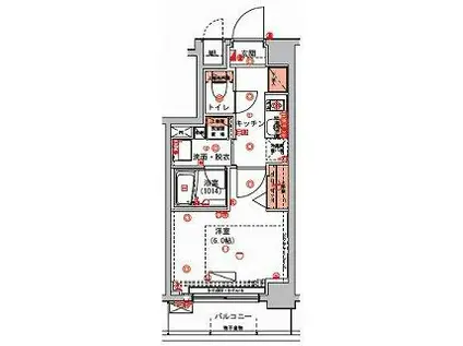 ハーモニーレジデンス東京ウエスト(1K/5階)の間取り写真