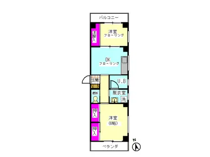 グレースハイツK(2DK/3階)の間取り写真