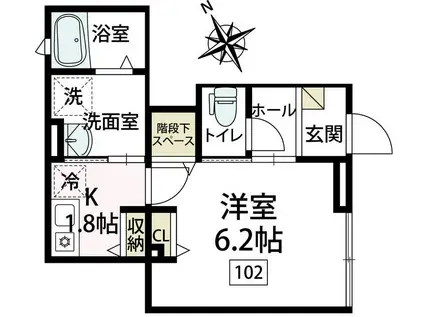 プリマヴェーラ高田(1K/1階)の間取り写真
