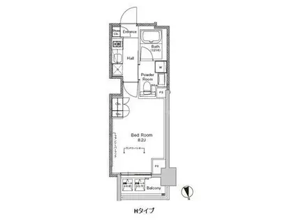 プラウドフラット門前仲町V(1K/7階)の間取り写真
