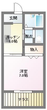 棒屋第1半田ハイツB(1K/2階)の間取り写真