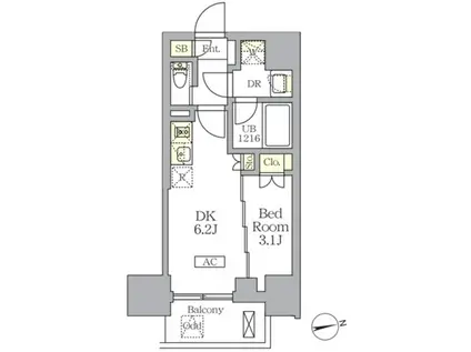 THE LIONS FORSIA文京湯島(1DK/10階)の間取り写真