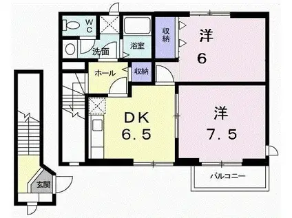 ヴィラシャルマンII(2DK/2階)の間取り写真