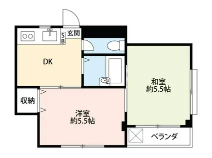 KTコーポハヤセ(2DK/3階)の間取り写真