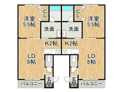 CLASSE(1LDK/2階)の間取り写真