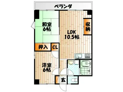 錦プラザビル(2LDK/3階)の間取り写真