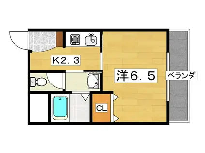 アーバンコート香里園(1K/3階)の間取り写真