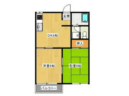 フォーブル駒場(2DK/1階)の間取り写真