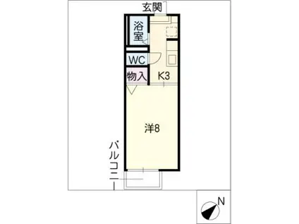 ガーデンサバーム栄II(1K/2階)の間取り写真