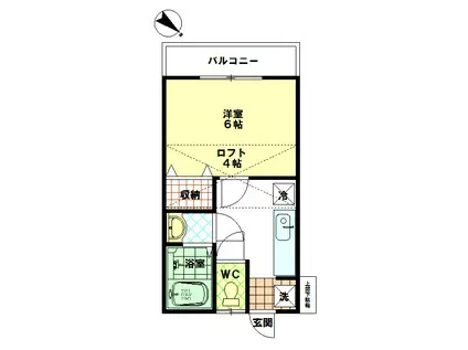 プルメリア(1K/2階)の間取り写真
