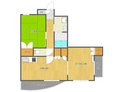 エクセラント・ヴュ(2DK/6階)の間取り写真