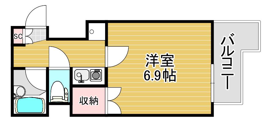 ヴィクトリー鷺洲(1K/4階)の間取り写真