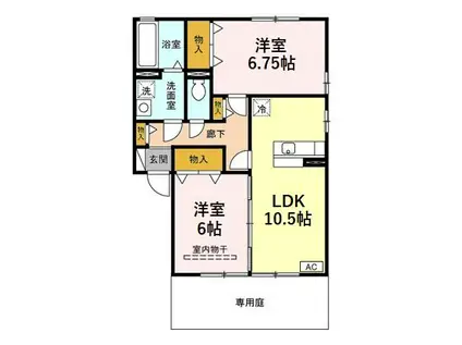 ハピネス・フラット(2LDK/1階)の間取り写真