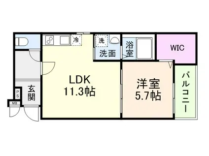 フジパレス今津中五丁目A棟(1LDK/1階)の間取り写真