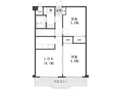 ヴィルトゥオルグージョ(2LDK/3階)の間取り写真