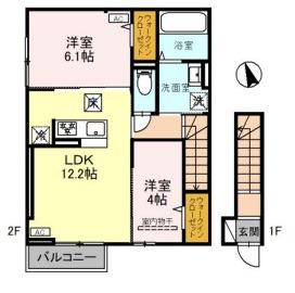 カーサ旭町(2LDK/2階)の間取り写真