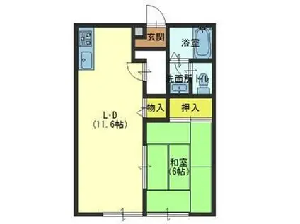 ハイツコンフォートI(1LDK/2階)の間取り写真