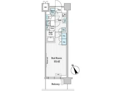 プレノ清澄庭園(1K/8階)の間取り写真