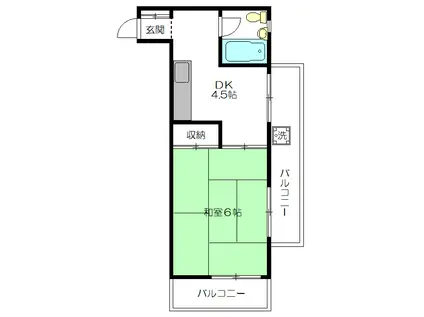 パラスト桜丘(1DK/5階)の間取り写真