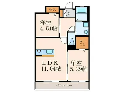 SOLUNA南小倉駅前I(2LDK/5階)の間取り写真
