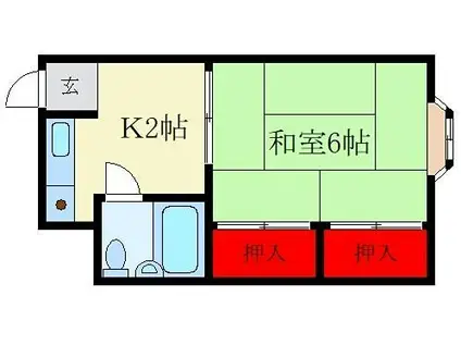 CLEAR HOSHIGAOKA II(1K/2階)の間取り写真