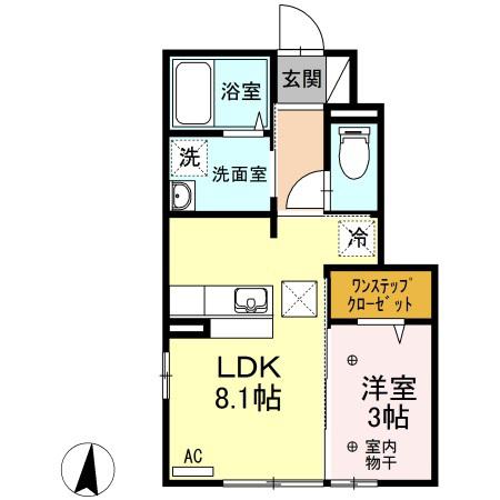 グリュック(1LDK/1階)の間取り写真