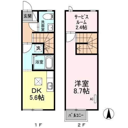 グリーンコート壱番館(1SDK/1階)の間取り写真