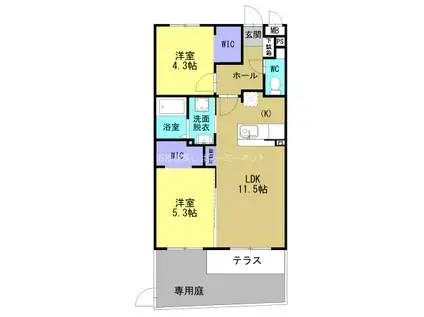 ARTH平松(2LDK/1階)の間取り写真