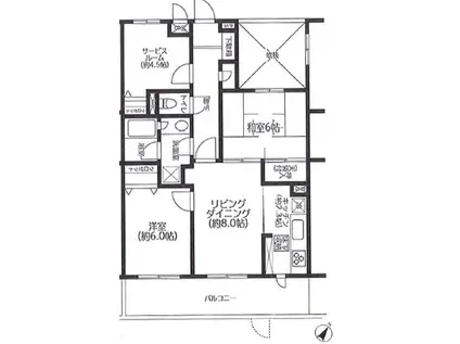 コスモ与野チェロード(2SLDK/4階)の間取り写真