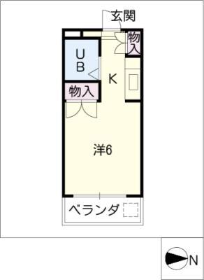 クオリシティ山手(ワンルーム/2階)の間取り写真