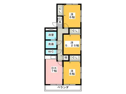 メゾンクレール(3DK/2階)の間取り写真